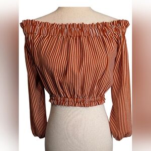 Paper Moon Stripe Crop Off-Shoulder Top. Size Small